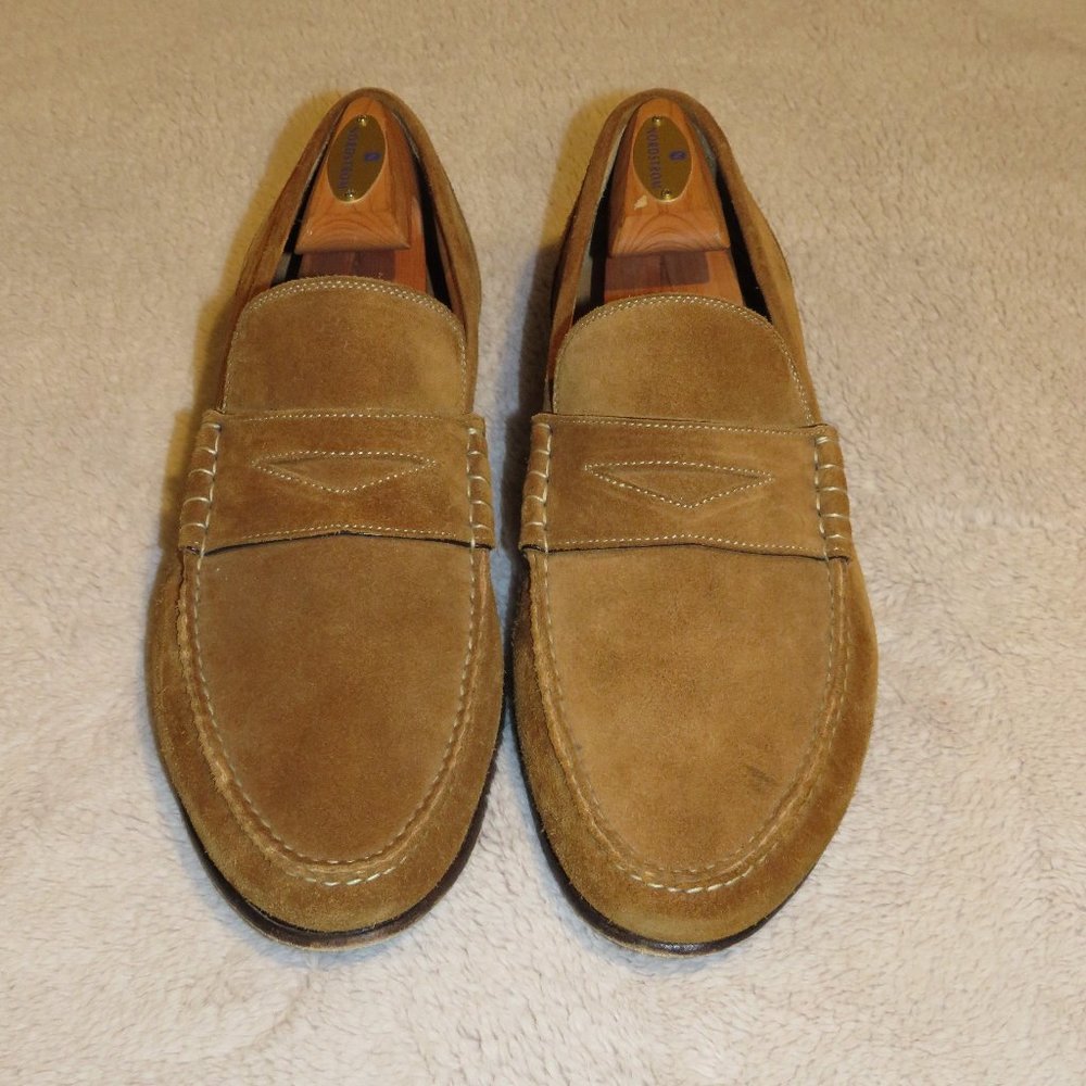 Sutor Mantellassi Tan Calf Suede Penny Loafers US 10